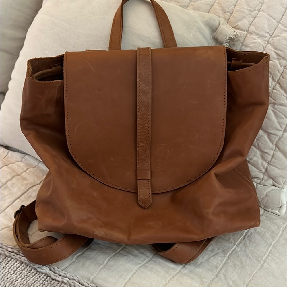 Able Brown Leather Backpack